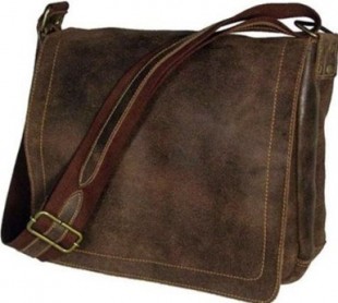 David King Distressed Leather Messenger Bag